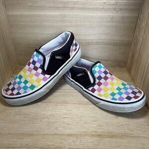 Vans checkered rainbow sz 1 slip-ons